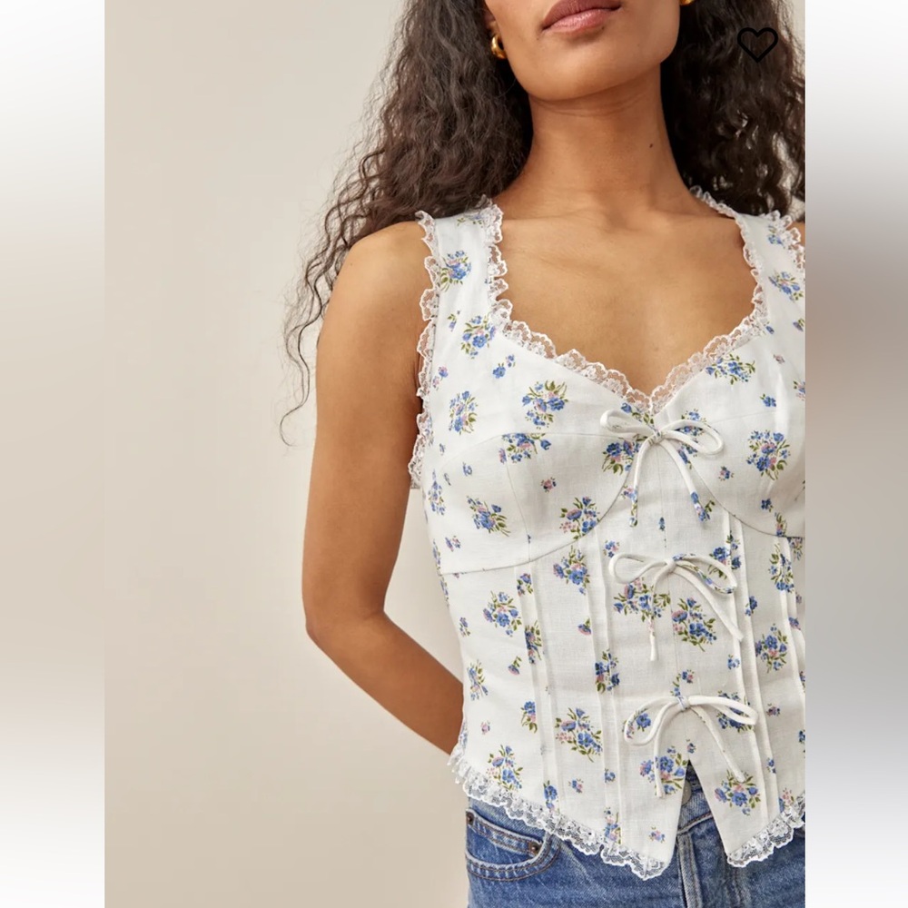 Reformation Brenda Linen Top Ivory - Size 4